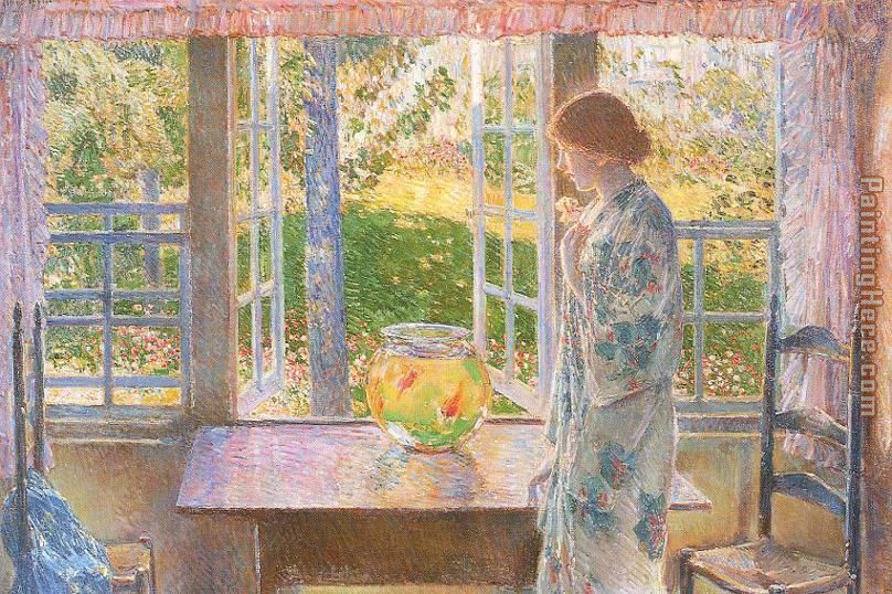 The Goldfish Window painting - childe hassam The Goldfish Window art painting